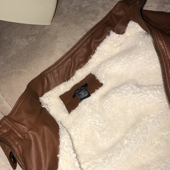 Rue 21 medium brown jacket with gold hardware and white interior 💕 - Picture 7 of 7